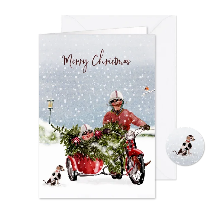 Kerstkaart in het zijspan