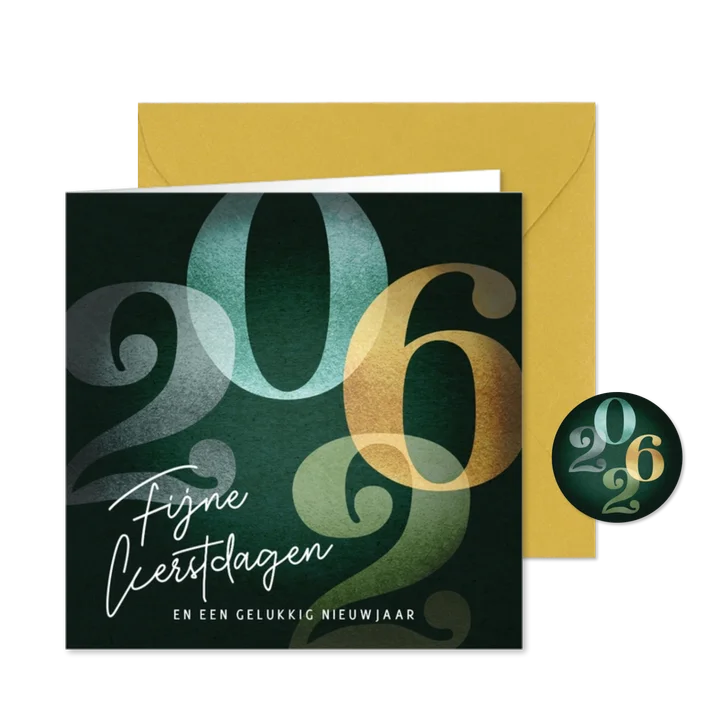 Kerstkaart jaartal 2026 groen