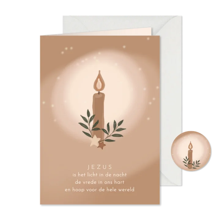 Kerstkaart kaars terra