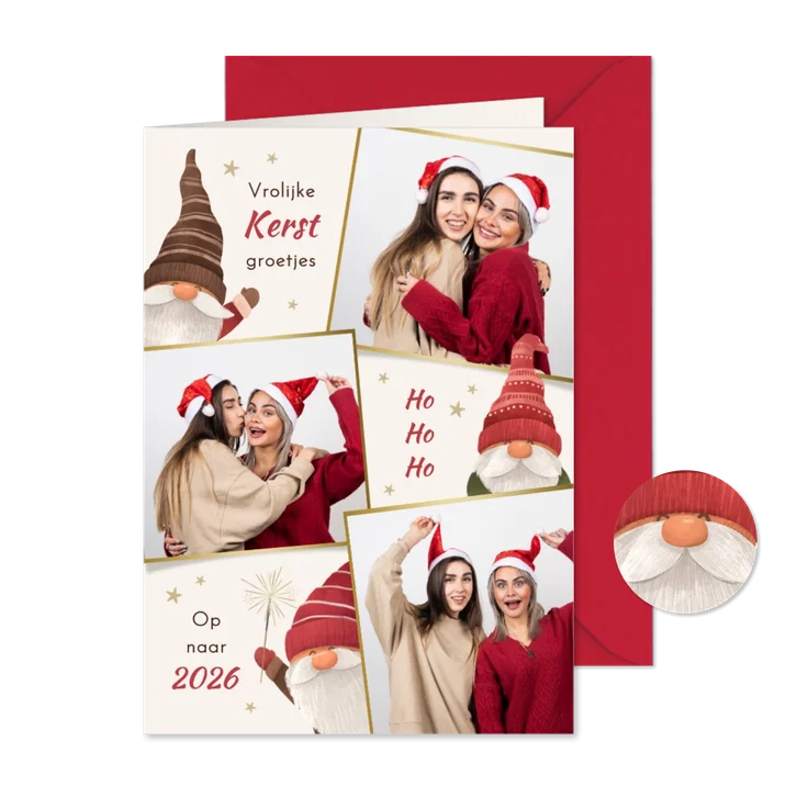 Kerstkaart kabouters fotokaart sterren grappig humor