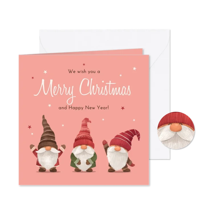 Kerstkaart kabouters merry christmas happy new year