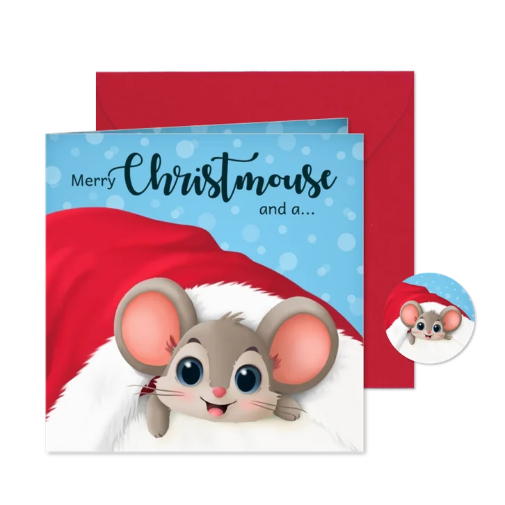 Kerstkaart kat en muis christmouse