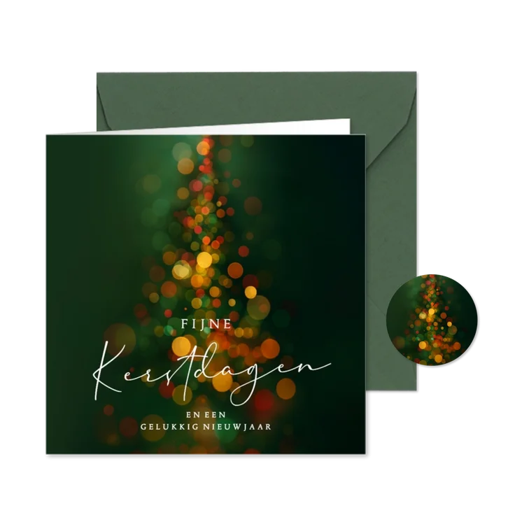 Kerstkaart kerstboom licht flair