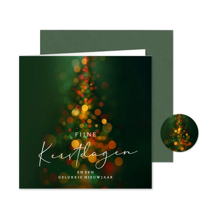 Kerstkaart kerstboom licht flair