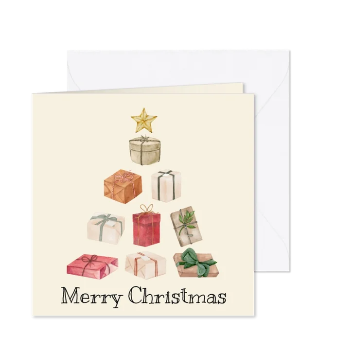 Kerstkaart kerstboom van cadeautjes GHZ