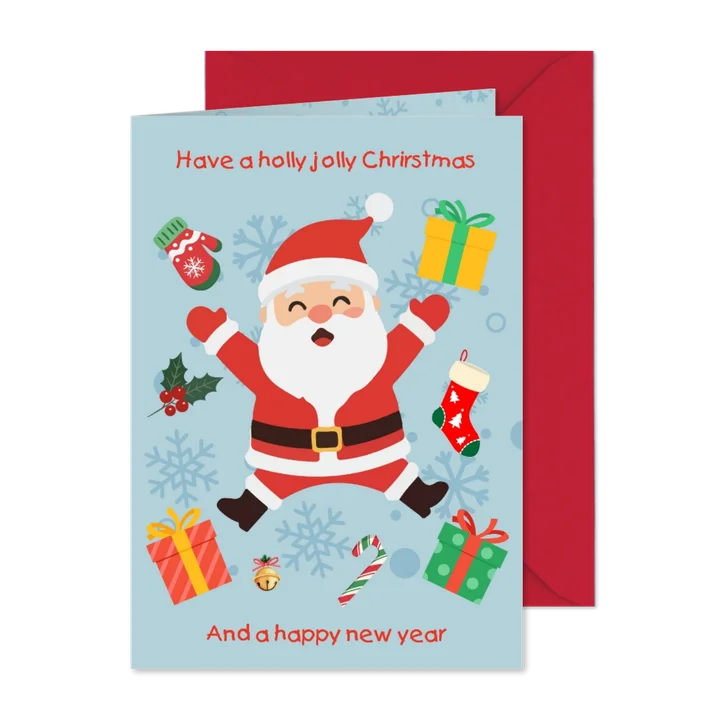 Kerstkaart kerstman holly jolly Christmas Vrienden GHZ