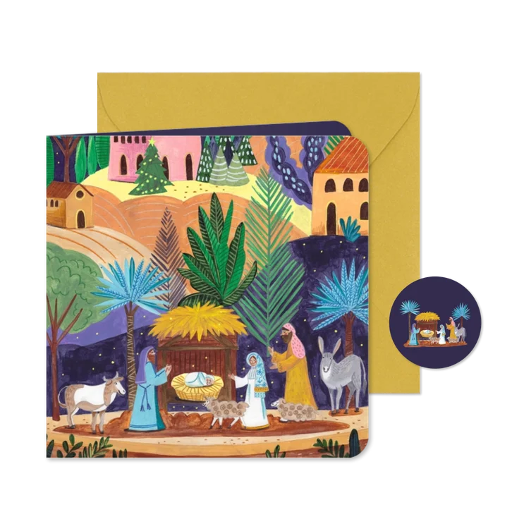 Kerstkaart kerststal met kindje Jezus