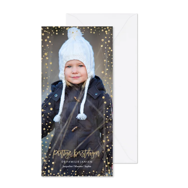 Kerstkaart lang confetti rand