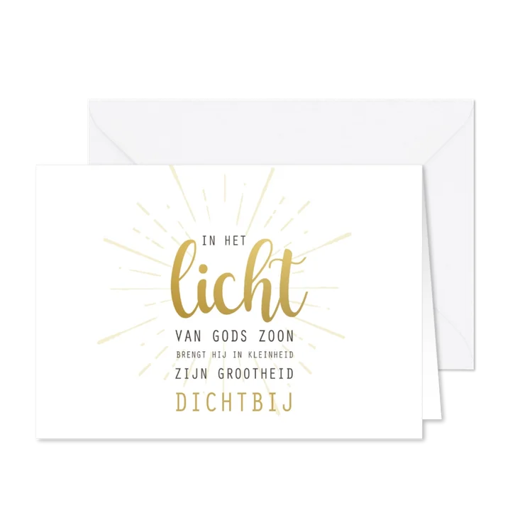 Kerstkaart licht goud