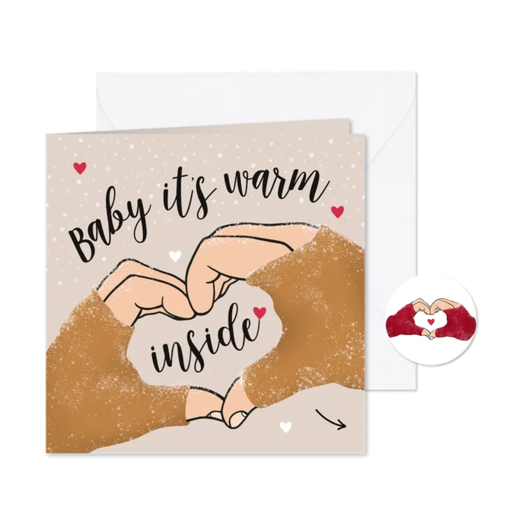 Kerstkaart liefde baby handen hart