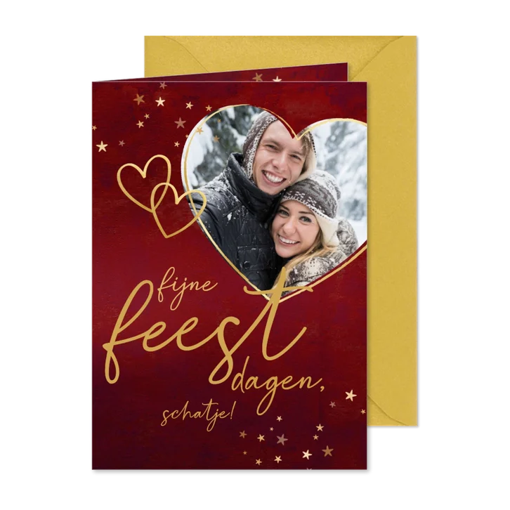 Kerstkaart liefde foto in hart