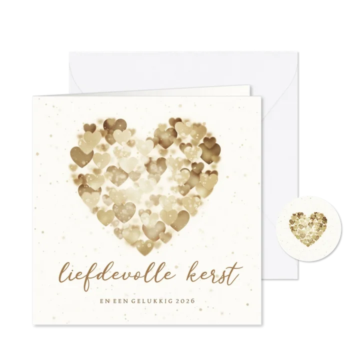 Kerstkaart liefdevolle kerst hart van hartjes