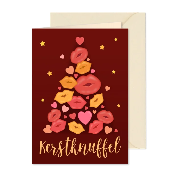 Kerstkaart lieve knuffel kerstboom