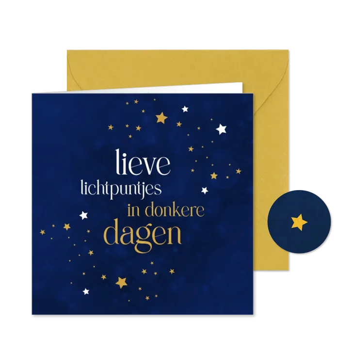 Kerstkaart Lieve lichtpuntjes in donkere dagen