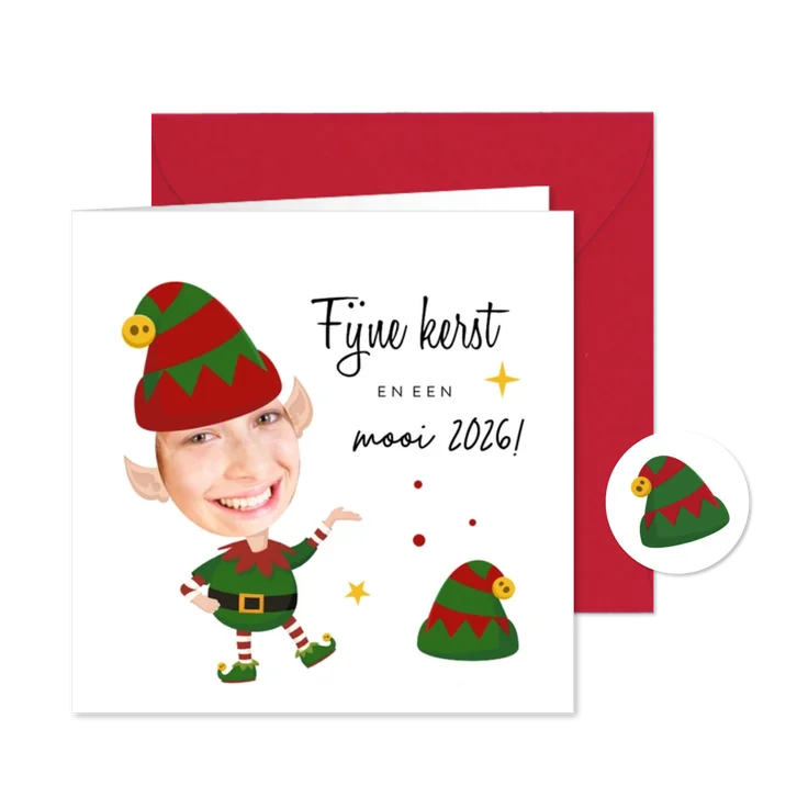 Kerstkaart maak een elf van jezelf