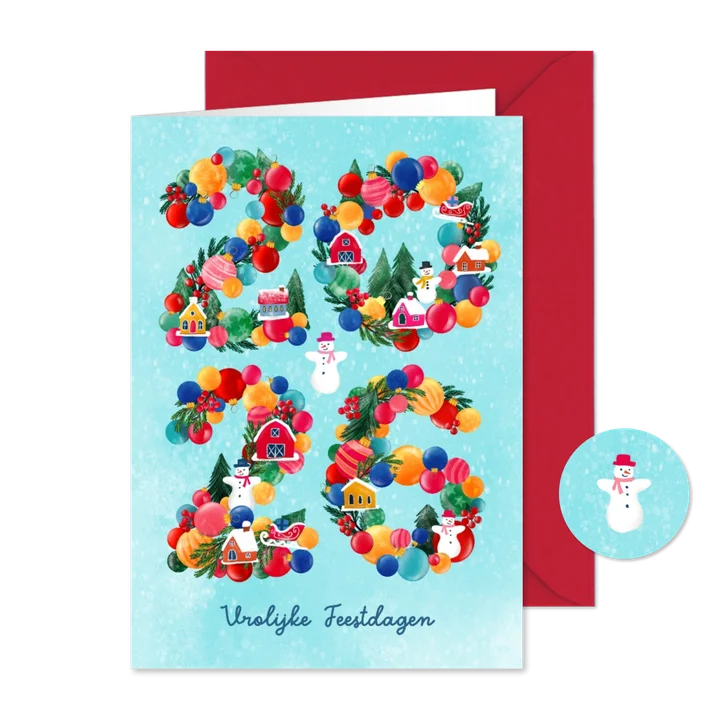 Kerstkaart met cijfers 2026