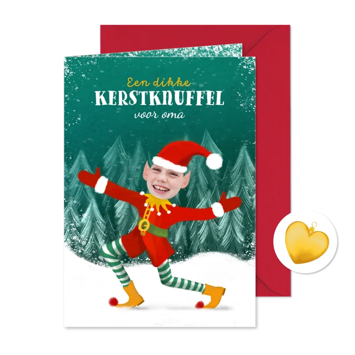 Kerstkaart met foto en elfje