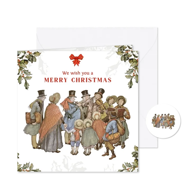 Kerstkaart met kerstkoor