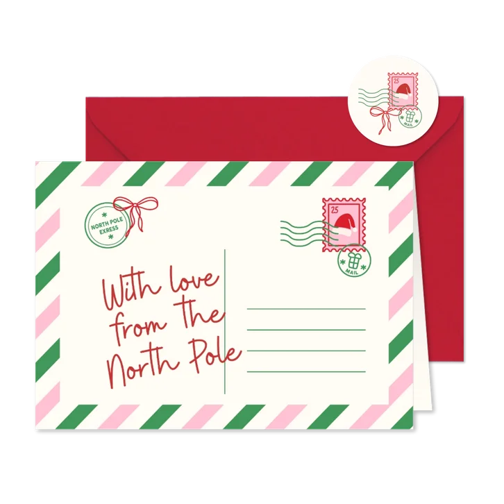 Kerstkaart met liefs vanaf de Noordpool