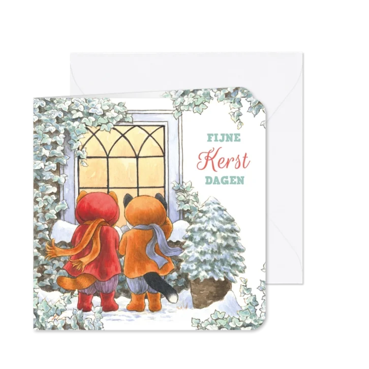 Kerstkaart met poes Molly en Benno