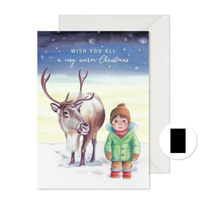 Kerstkaart met sfeervolle Zweedse illustratie