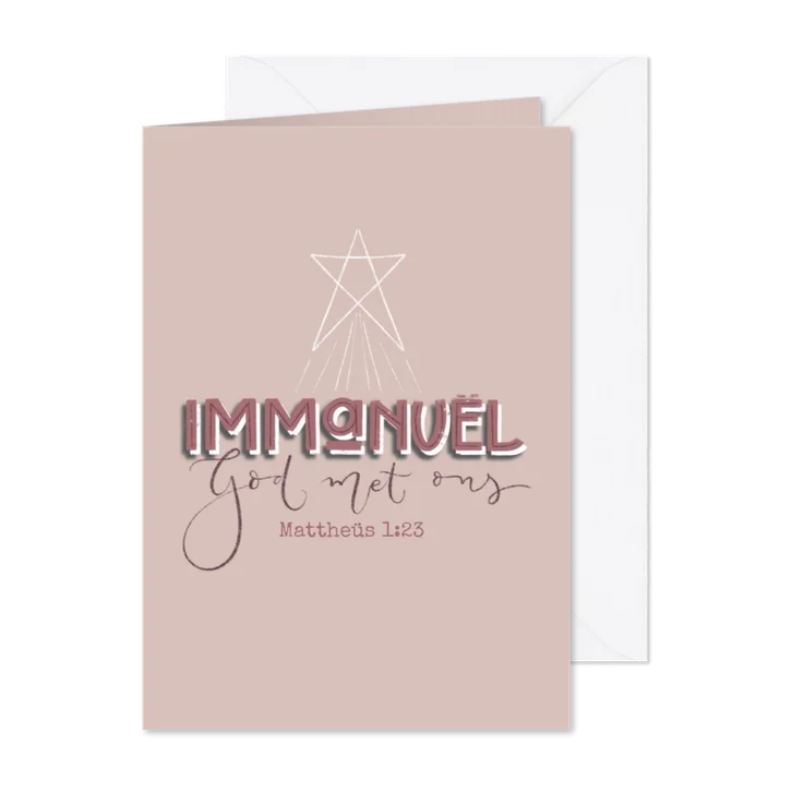 Kerstkaart met ster en bijbeltekst uit Mattheus