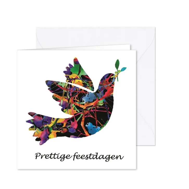 Kerstkaart met vredesduif - kleurrijk