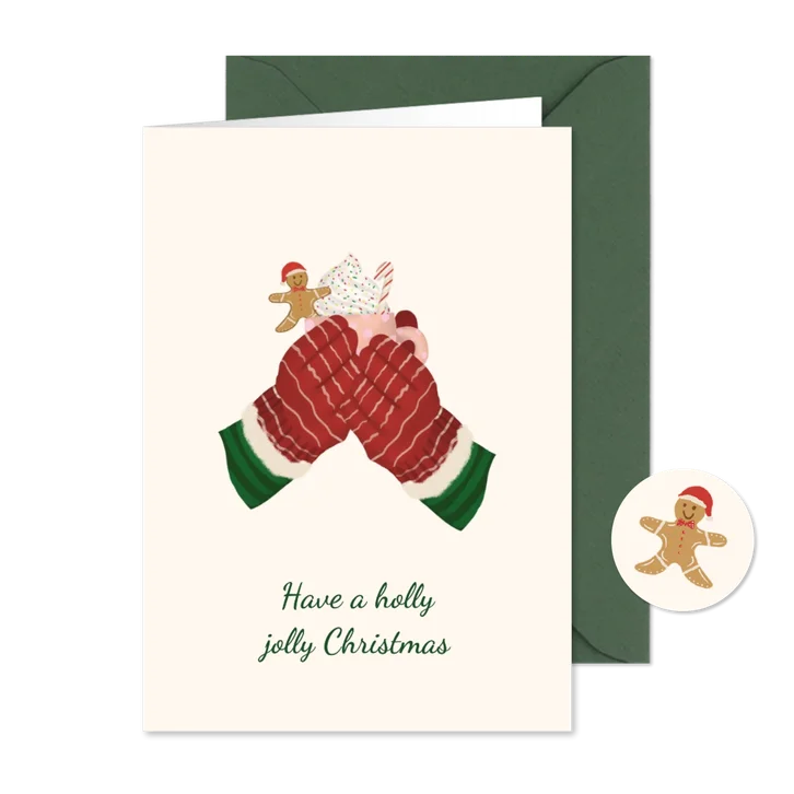 Kerstkaart opwarmen aan chocola en kerstkoekje