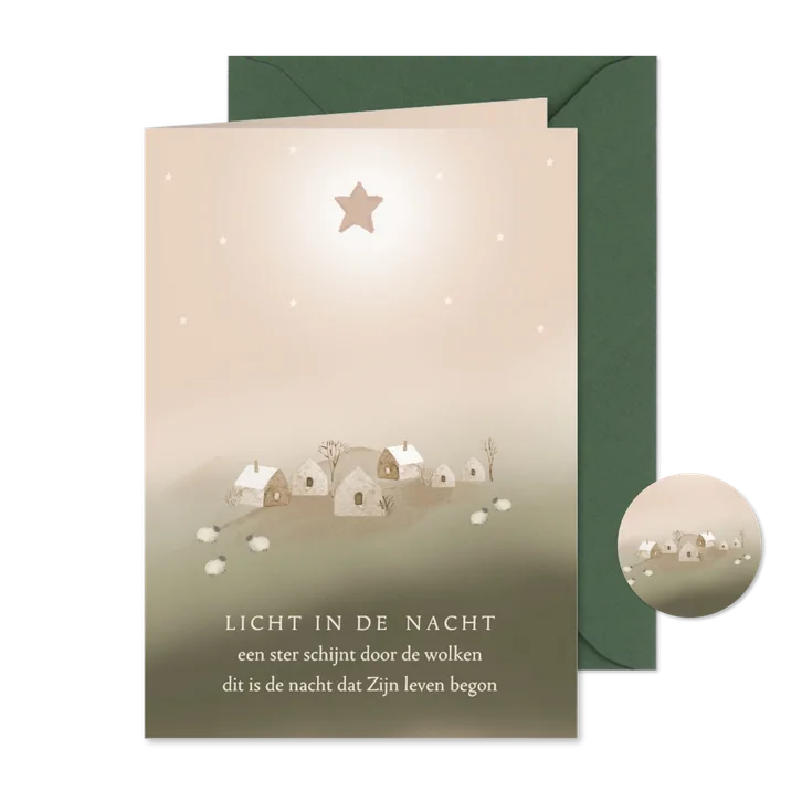 Kerstkaart opwekking Licht in de nacht