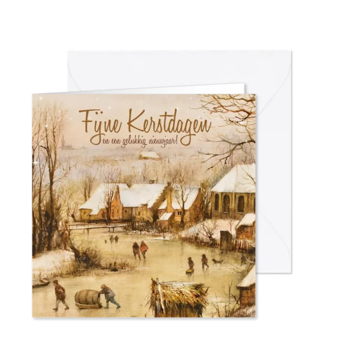 Kerstkaart Oudhollands winterlandschap
