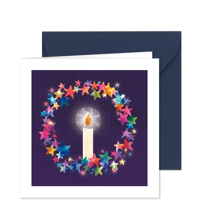 Kerstkaart Rainbow candles