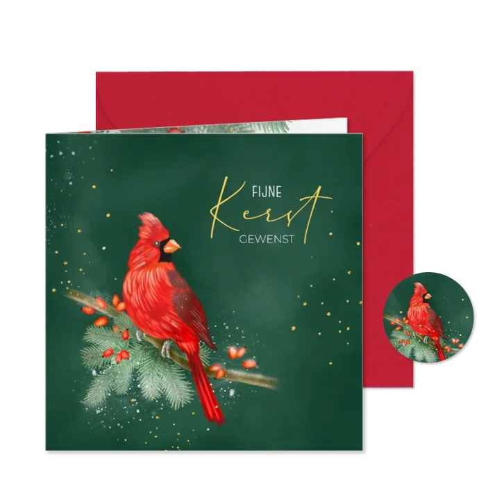 Kerstkaart rode kardinaal