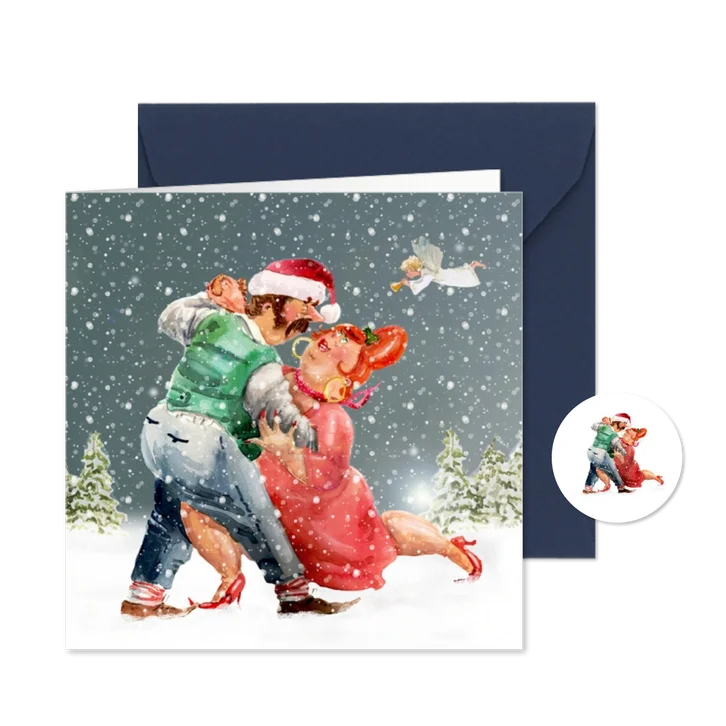 Kerstkaart romantisch paar