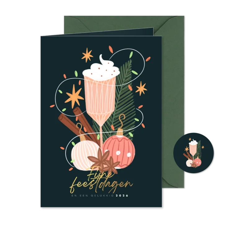 Kerstkaart schnaps en kaneel
