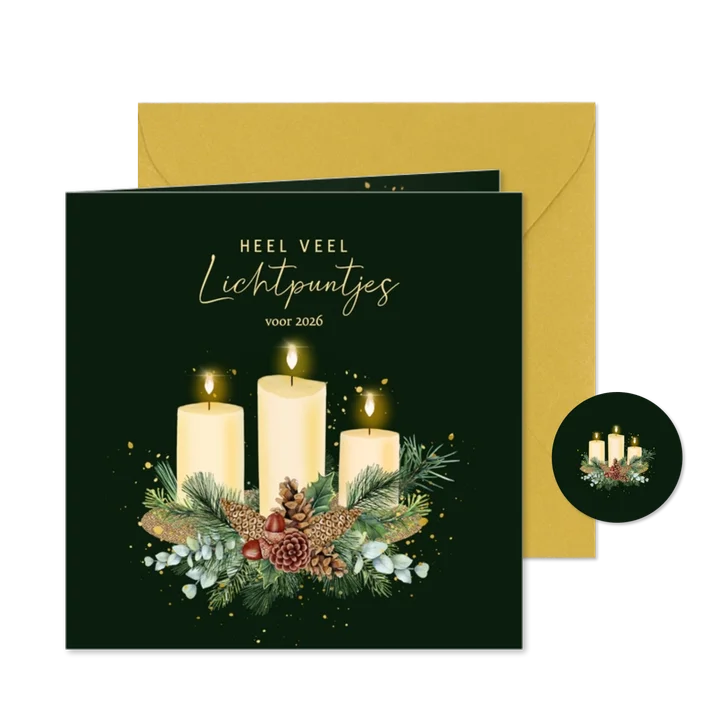 Kerstkaart sfeervolle kaarsen met dennentakken