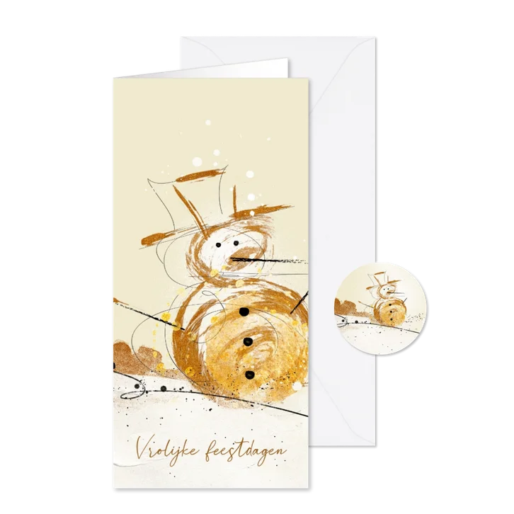 Kerstkaart sneeuwpop abstract