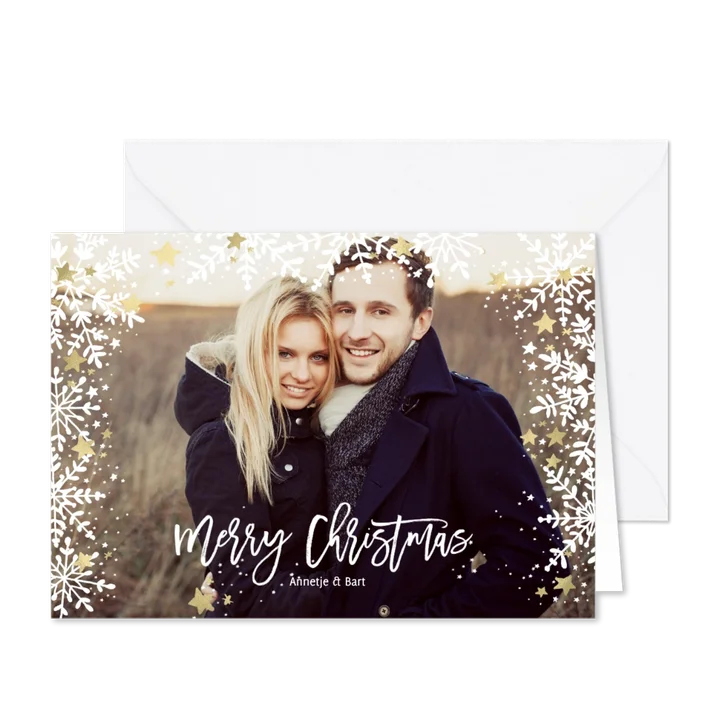 Kerstkaart Sneeuwvlokken groot