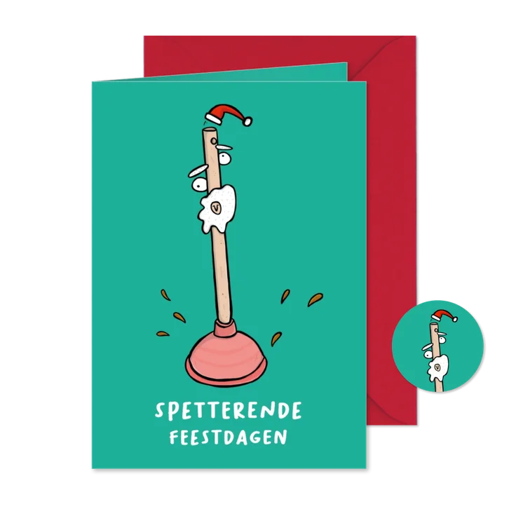 Kerstkaart spetterende feestdagen ontstopper.