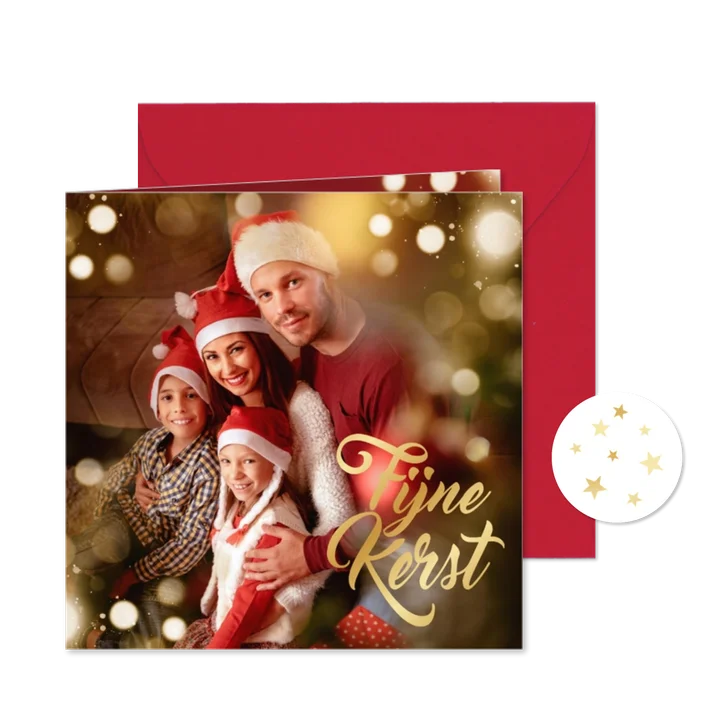 Kerstkaart sprankelend fotokaart licht bokeh rood