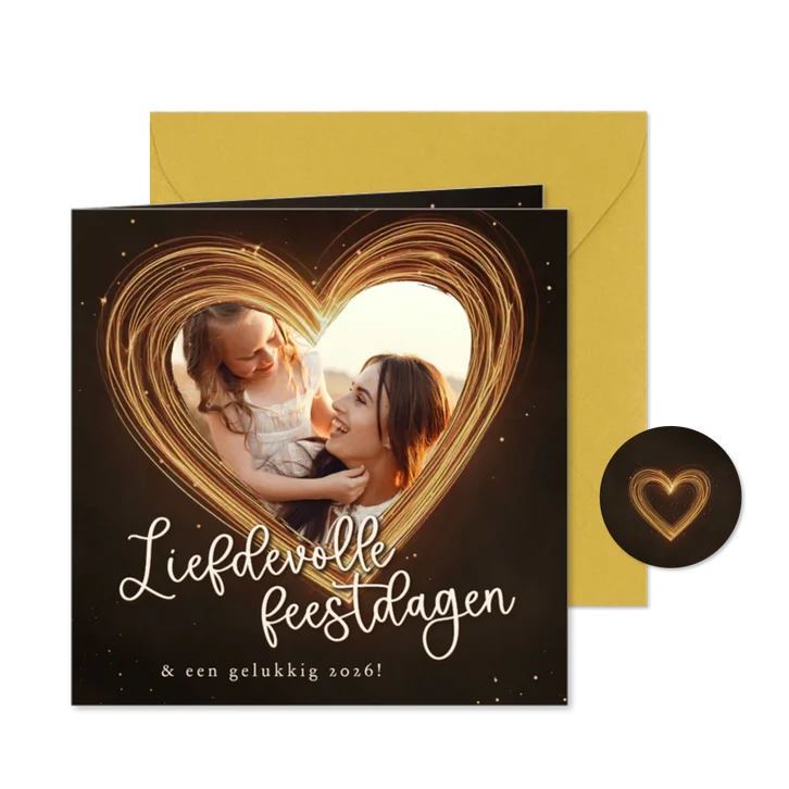 Kerstkaart sprankelend hart liefdevolle kerst met foto