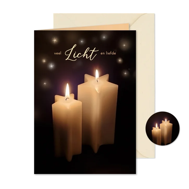 Kerstkaart ster kaarsen