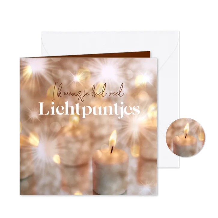 Kerstkaart sterkte lichtpuntjes kaarsjes denken aan