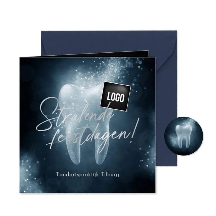 Kerstkaart tandarts praktijk kies stralende feestdagen