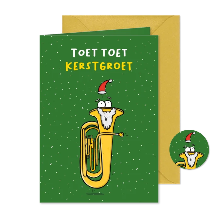 Kerstkaart Toet toet kerstgroet tuba