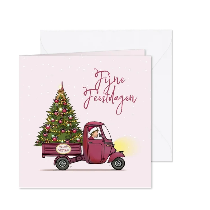 Kerstkaart tuktuk hippe kleur