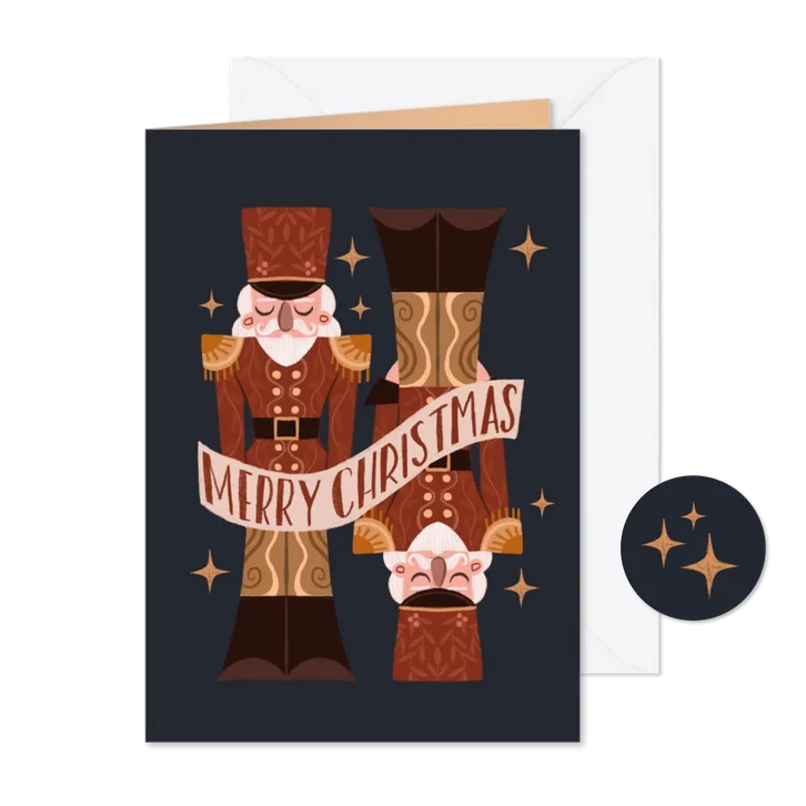 Kerstkaart twee geïllustreerde notenkrakers