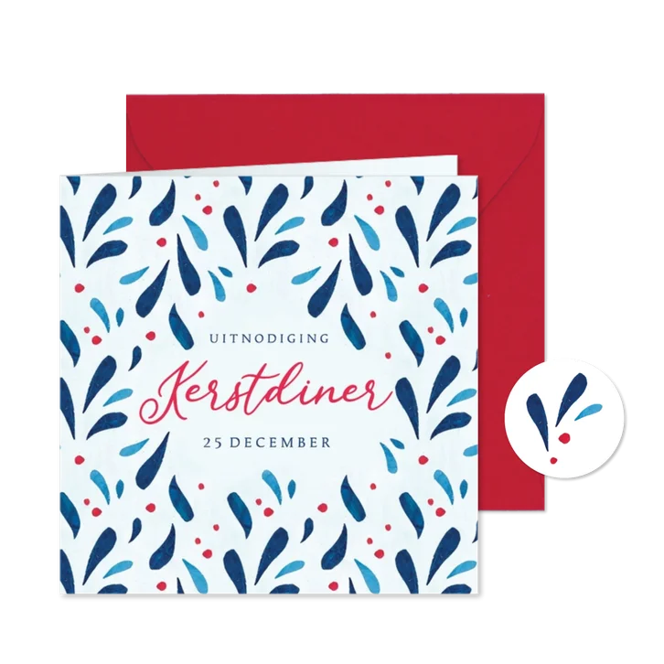 Kerstkaart uitnodiging kerstdiner met maretak