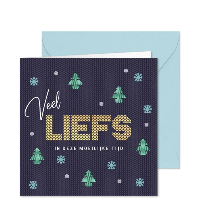 Kerstkaart veel liefs kerstboompjes