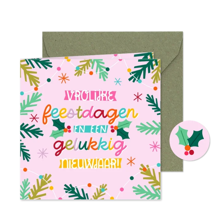 Kerstkaart vrolijke feestdagen en een gelukkig nieuwjaar!