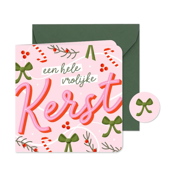Kerstkaart vrolijke kerst met typografie gekleurd